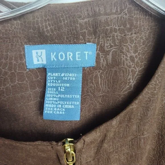 Koret Jacket Women's 12 Brown Faux Suede Full-Zip Lined - Picture 6 of 7